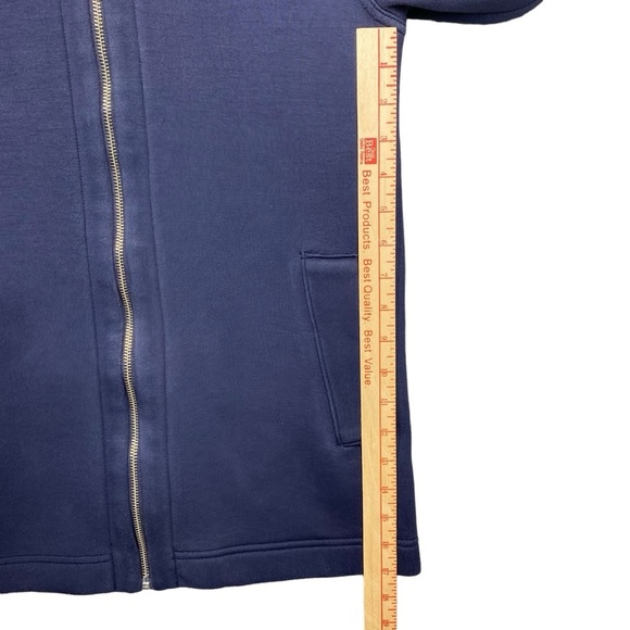 J Crew Scuba Jacket Women XXS Full Zip Hoodie Neoprene Navy Blue Made In USA - Picture 9 of 13